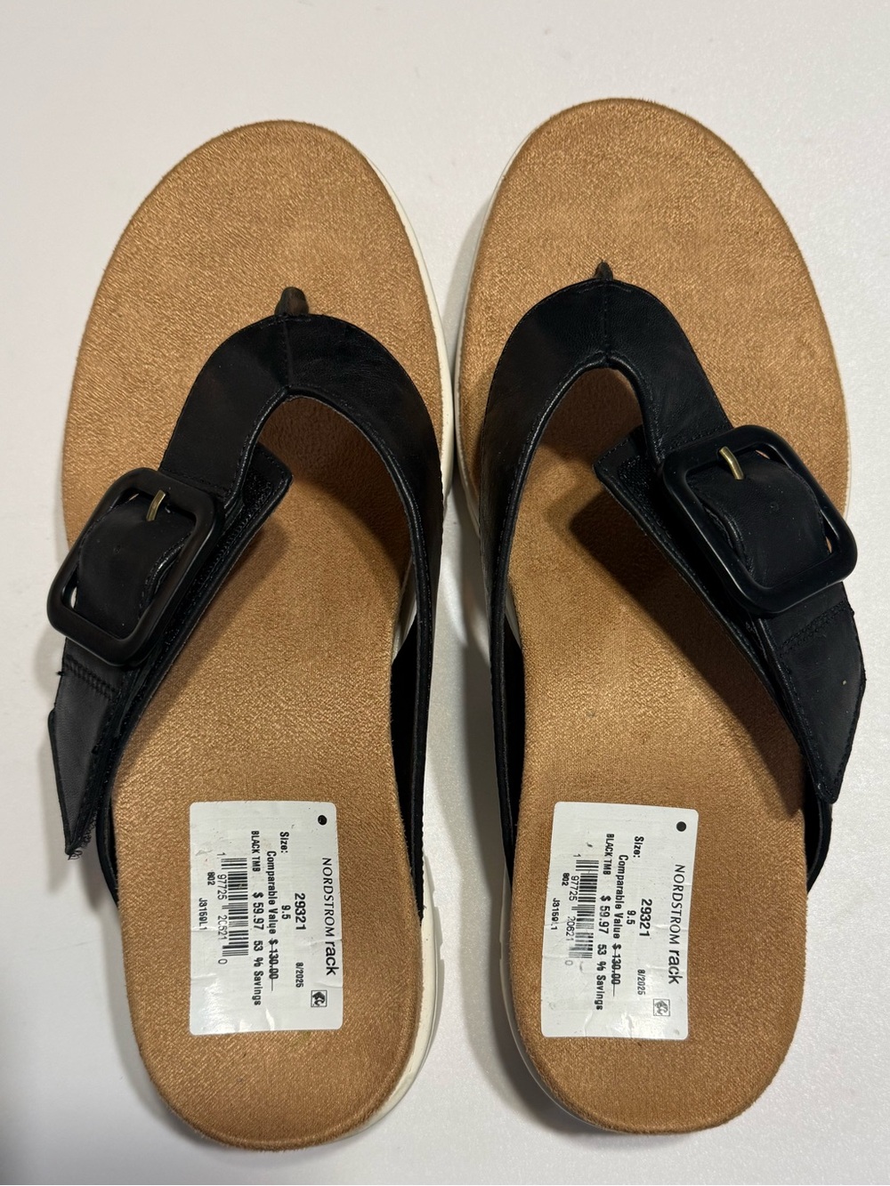 Vionic Black Platform Thong Sandals Adjustable Buckle Comfort Women’s 9.5